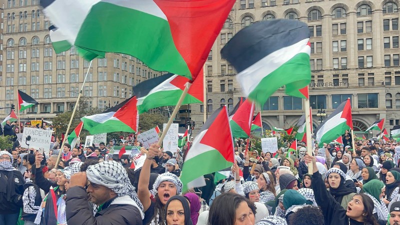 مظاهرة منددة بالعدوان الاسرائيلي على قطاع غزة في شيكاغو