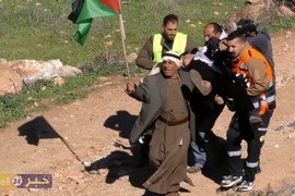 قوات الاحتلال تقمع مسيرة بيت دجن الاسبوعية احتجاجا على اقامة البؤرة الاستيطانية على اراضي القرية
